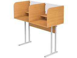 Стол 2-местный лингафонный 3 г/р нерегулируемый школьный (бук, м/к серый, квадратная труба)