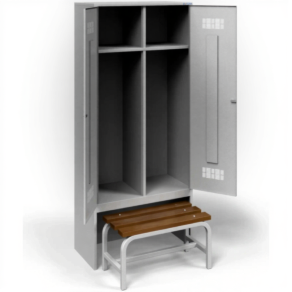 Шкаф для одежды металлический ШРВ-П-800 двухстворчатый с нишей под скамью