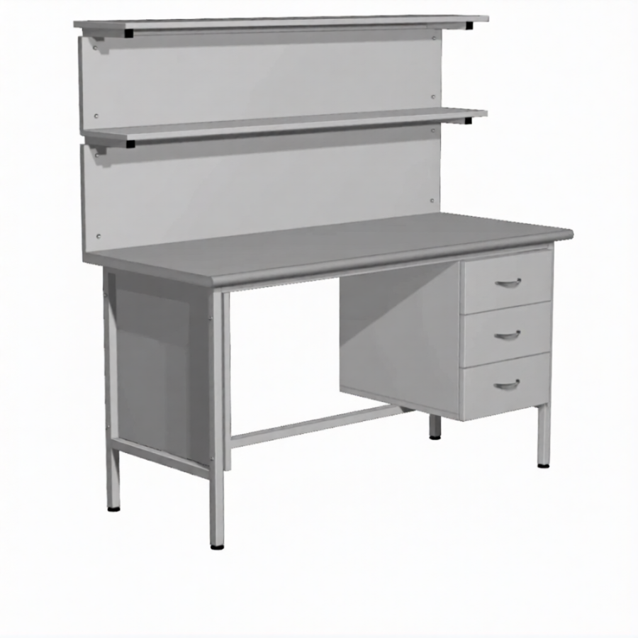 Стол лабораторный СЛ-113 с тумбой (1600х600х750) (постформинг серый, каркас серый)