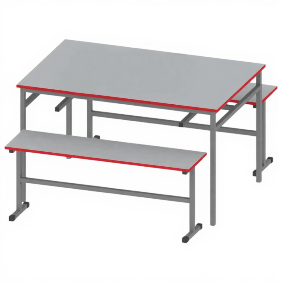 Стол обеденный с 2-мя скамейками МСТ-ШК-1, Серый