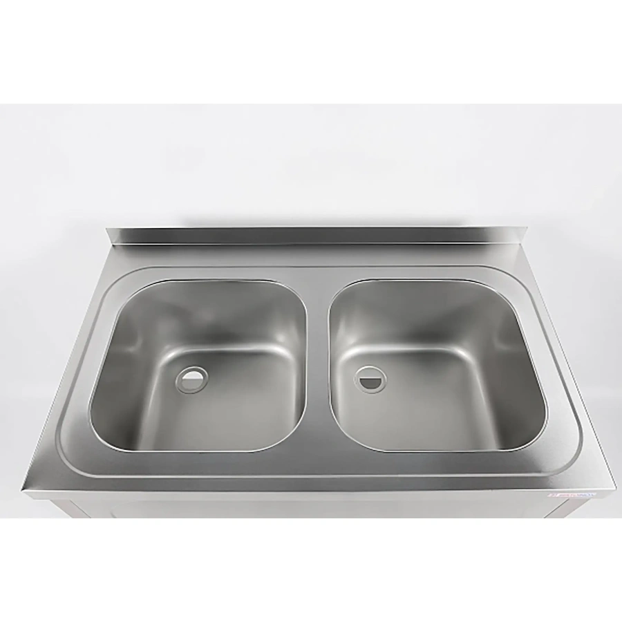 Ванна моечная двухсекционная цельнотянутая с бортом ВМЦ-2/12/7-Б