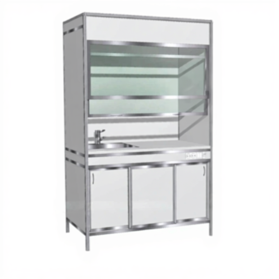 Шкаф вытяжной с тумбой Алюминиевый профиль (столешница постформинг) МА-В-1/1 (1500х735х2000)