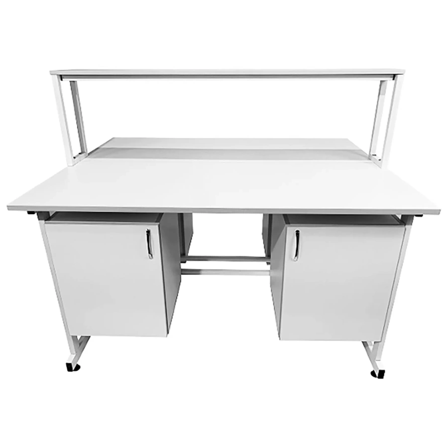 Стол лабораторный островной с надстройкой Сло 22.010 (белый)