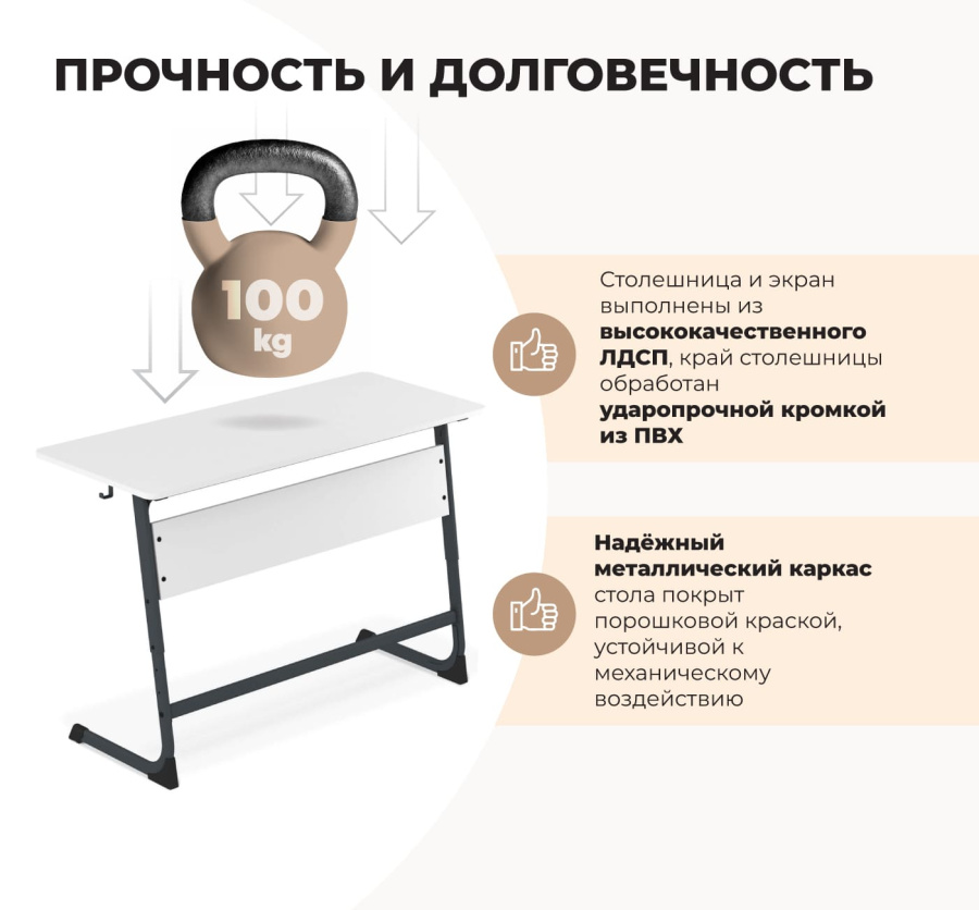 Cтол ученический берёза/антрацит  SHT-TN11/3-5