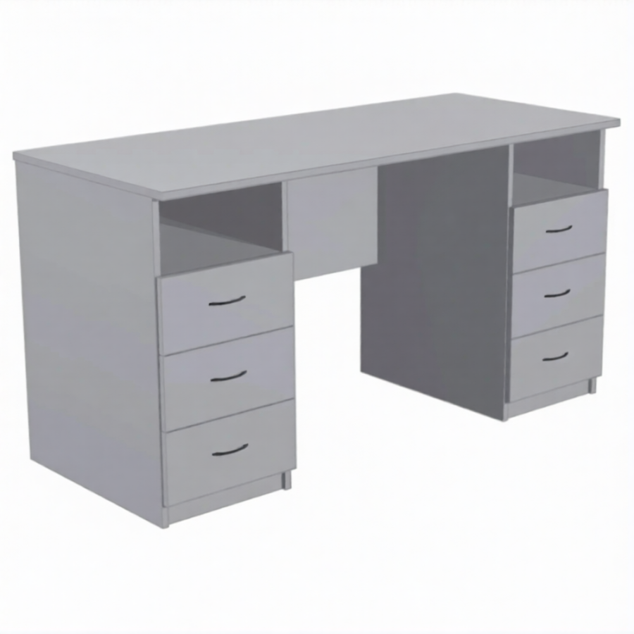 Стол рабочий с двумя тумбами СрТ-9.1 (ЛДСП серый)