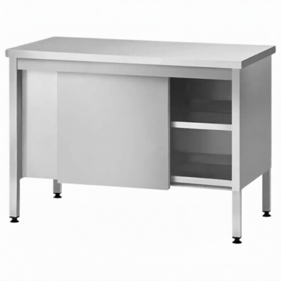 Стол производственный закрытый СПЗп 860х1100х600 «Profi Ral», двери-купе, полка сплошная